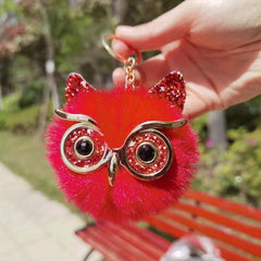 Cute Owl Keychain Plush Animal Key Ring Purse Bag Backpack Car Charm