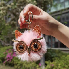 Cute Owl Keychain Plush Animal Key Ring Purse Bag Backpack Car Charm