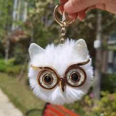 Cute Owl Keychain Plush Animal Key Ring Purse Bag Backpack Car Charm