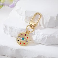 Rainbow Zircon Evil Eye Keychain Women Lucky Eye Bag Car Accessory