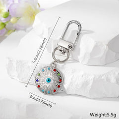 Rainbow Zircon Evil Eye Keychain Women Lucky Eye Bag Car Accessory