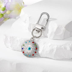 Rainbow Zircon Evil Eye Keychain Women Lucky Eye Bag Car Accessory