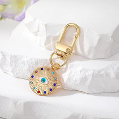 Rainbow Zircon Evil Eye Keychain Women Lucky Eye Bag Car Accessory
