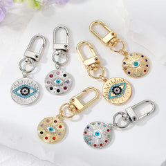 Rainbow Zircon Evil Eye Keychain Women Lucky Eye Bag Car Accessory