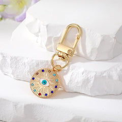 Rainbow Zircon Evil Eye Keychain Women Lucky Eye Bag Car Accessory