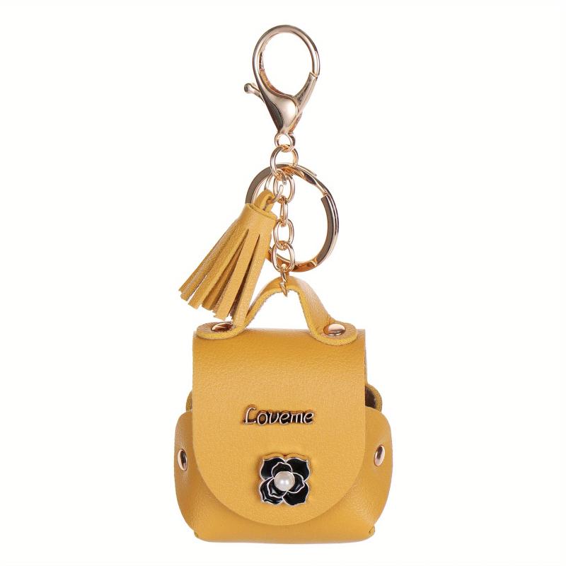 Mini Coin Purse Headphone Case Keychain With Tassel Keychain Pendant Flower