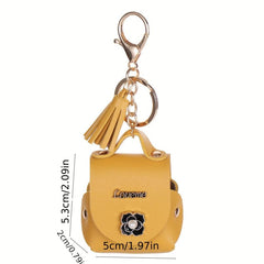Mini Coin Purse Headphone Case Keychain With Tassel Keychain Pendant Flower