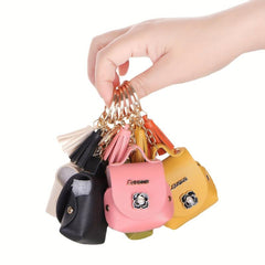 Mini Coin Purse Headphone Case Keychain With Tassel Keychain Pendant Flower