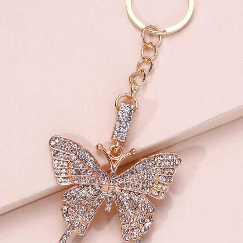 Alloy Butterfly Zicron Keychain, Elegant Design