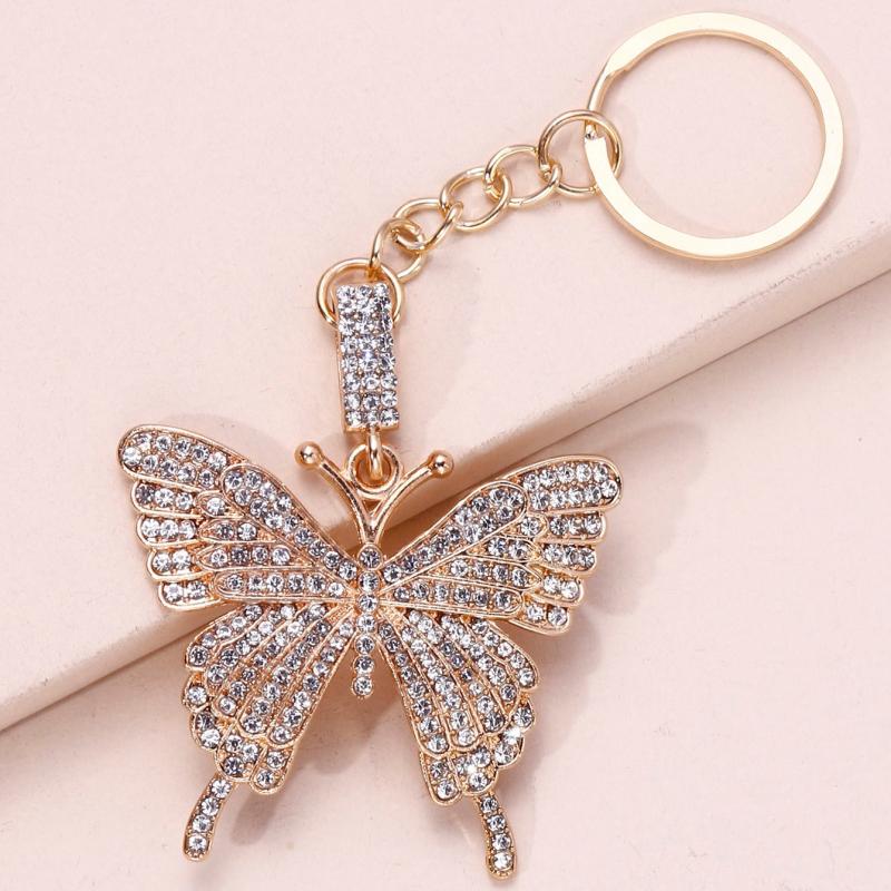 Alloy Butterfly Zicron Keychain, Elegant Design