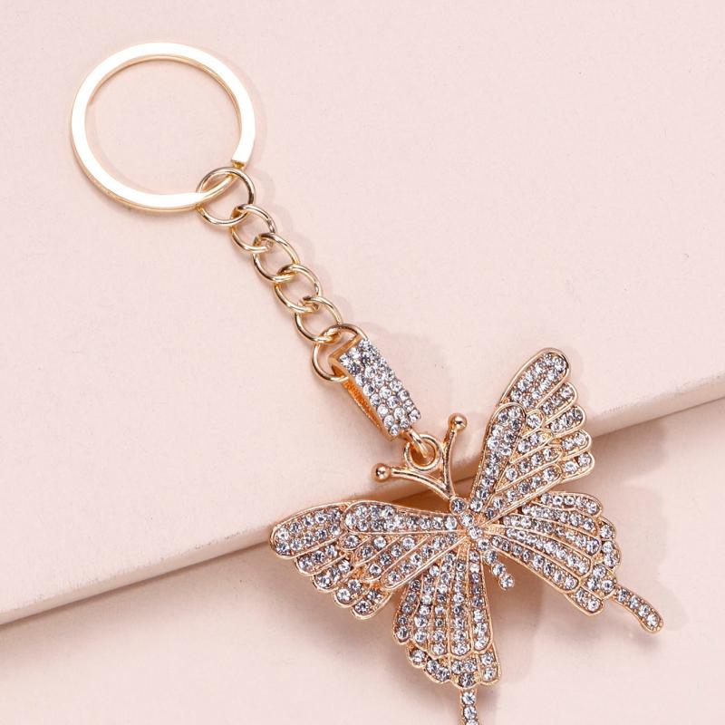 Alloy Butterfly Zicron Keychain, Elegant Design