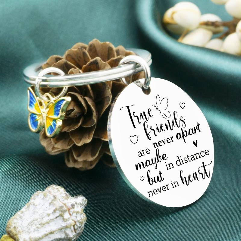 True Friends Keychain For Women Engraved Friends Key Ring Friendship Gift