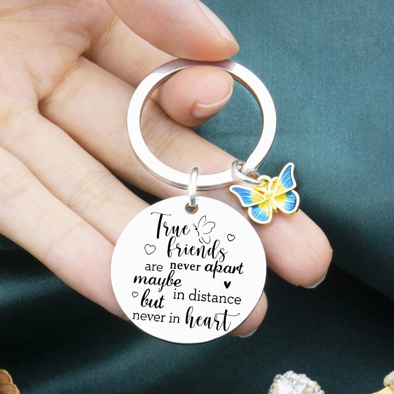 True Friends Keychain For Women Engraved Friends Key Ring Friendship Gift