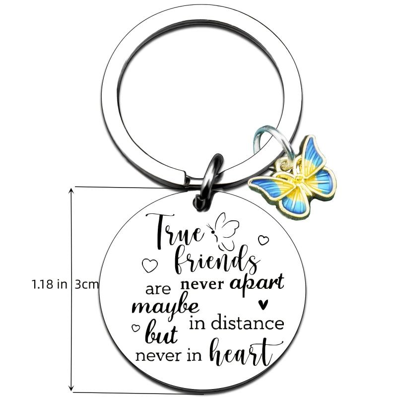 True Friends Keychain For Women Engraved Friends Key Ring Friendship Gift
