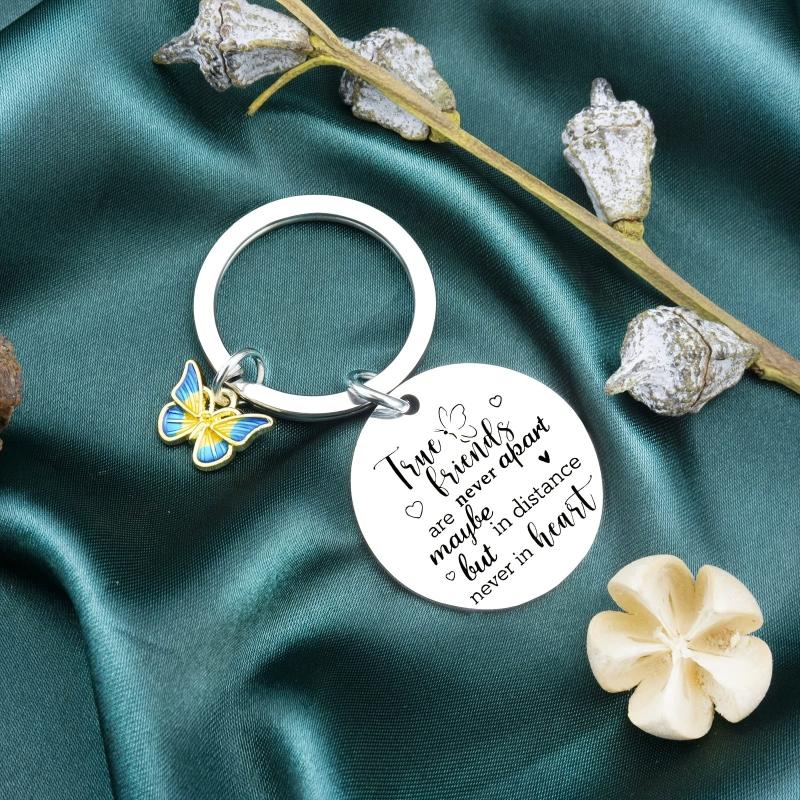 True Friends Keychain For Women Engraved Friends Key Ring Friendship Gift