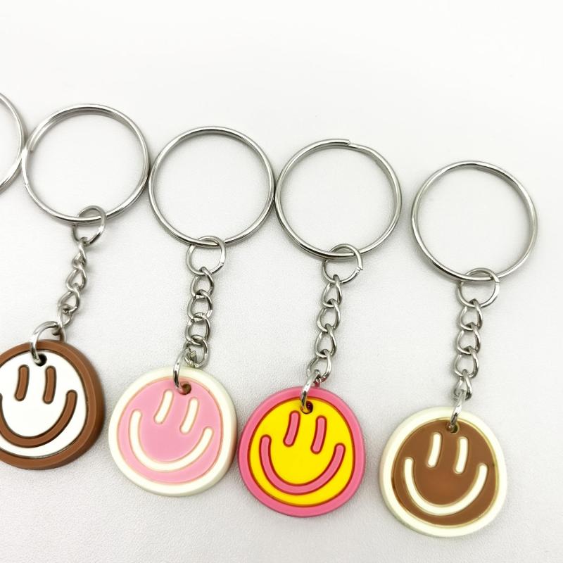 14pcs Cartoon Smiling Face Key Chain PVC Bag Charm Accessories