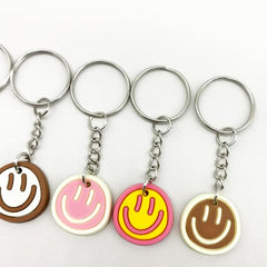 14pcs Cartoon Smiling Face Key Chain PVC Bag Charm Accessories