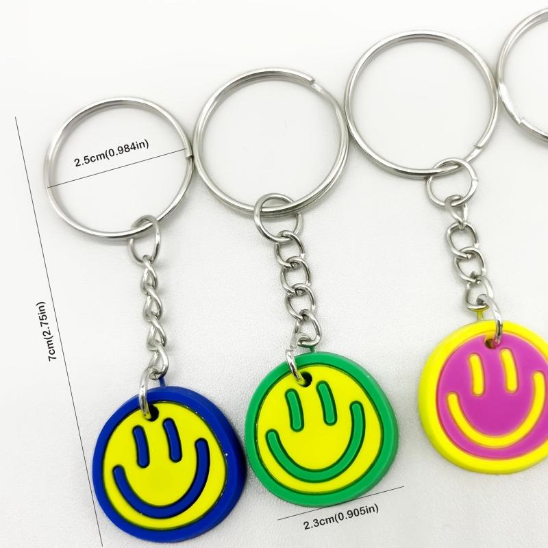 14pcs Cartoon Smiling Face Key Chain PVC Bag Charm Accessories