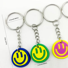 14pcs Cartoon Smiling Face Key Chain PVC Bag Charm Accessories