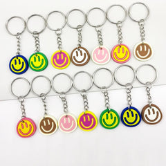14pcs Cartoon Smiling Face Key Chain PVC Bag Charm Accessories