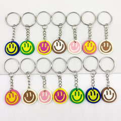 14pcs Cartoon Smiling Face Key Chain PVC Bag Charm Accessories