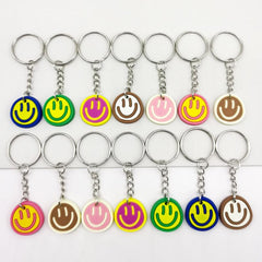 14pcs Cartoon Smiling Face Key Chain PVC Bag Charm Accessories