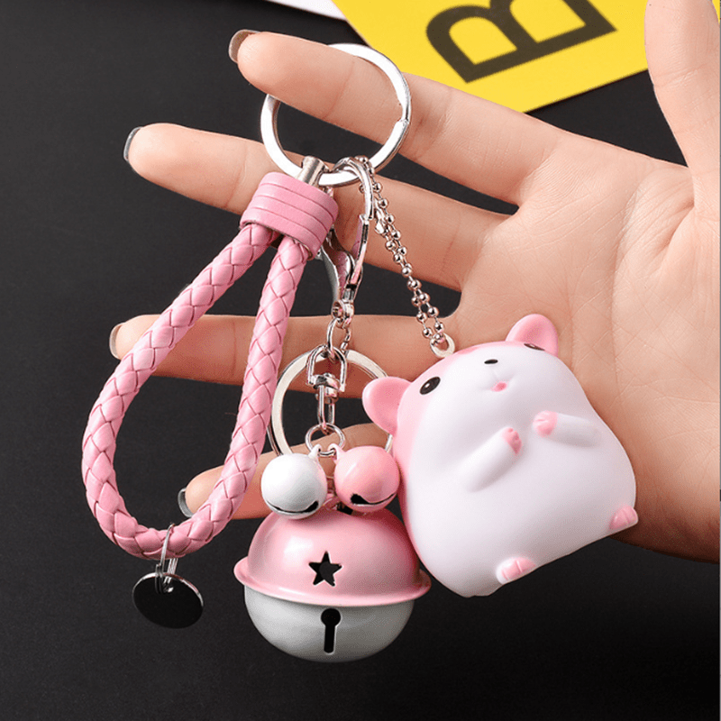 Hamster Bell Keychain Cartoon Animal Car Pendant Keyring Ornament
