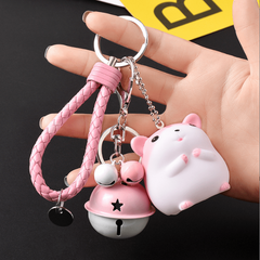 Hamster Bell Keychain Cartoon Animal Car Pendant Keyring Ornament