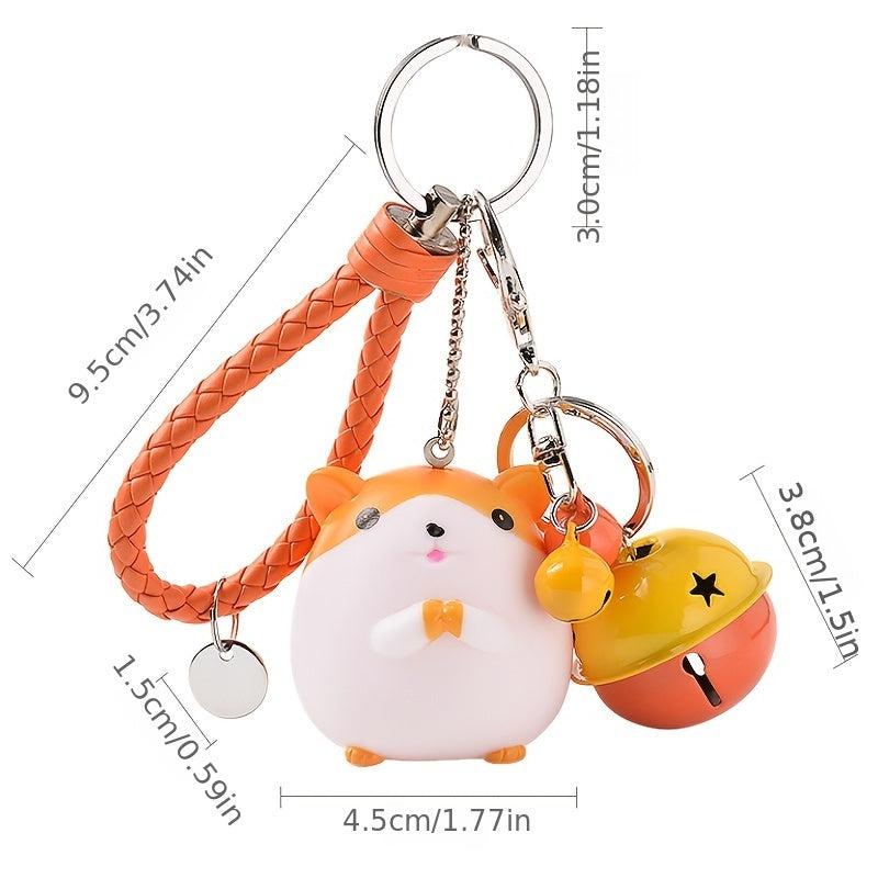 Hamster Bell Keychain Cartoon Animal Car Pendant Keyring Ornament