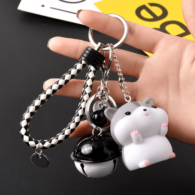 Hamster Bell Keychain Cartoon Animal Car Pendant Keyring Ornament