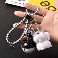 Hamster Bell Keychain Cartoon Animal Car Pendant Keyring Ornament