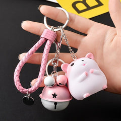 Hamster Bell Keychain Cartoon Animal Car Pendant Keyring Ornament