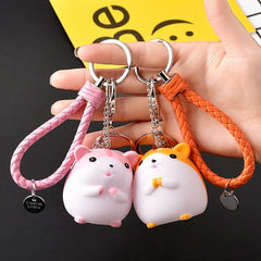 Hamster Bell Keychain Cartoon Animal Car Pendant Keyring Ornament