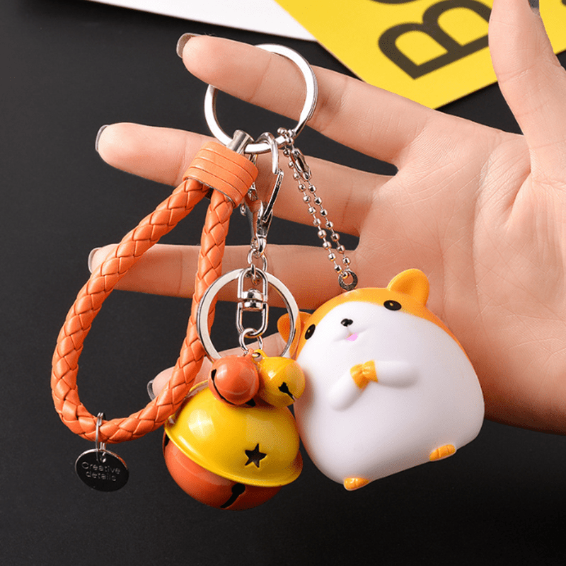 Hamster Bell Keychain Cartoon Animal Car Pendant Keyring Ornament