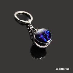 Vintage Crystal Glass Constellation Keychain Bag Charm