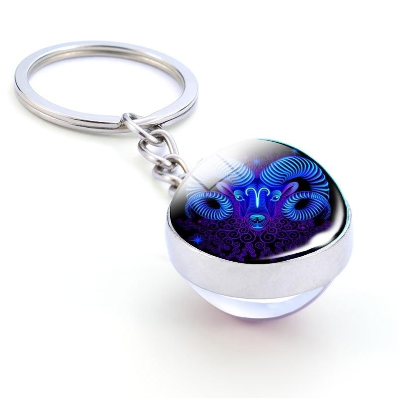 Vintage Crystal Glass Constellation Keychain Bag Charm