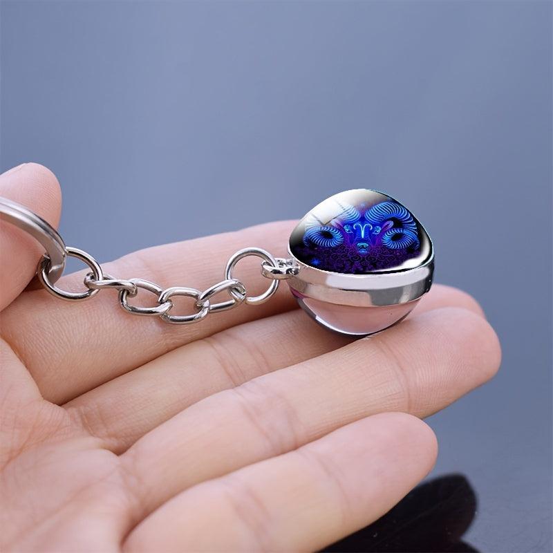 Vintage Crystal Glass Constellation Keychain Bag Charm