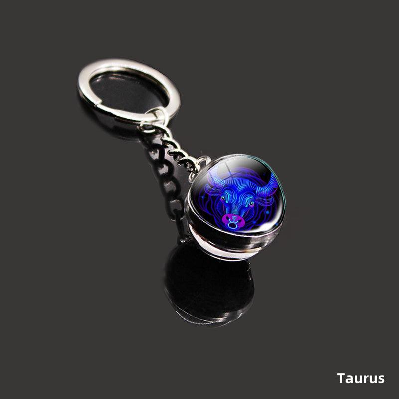 Vintage Crystal Glass Constellation Keychain Bag Charm
