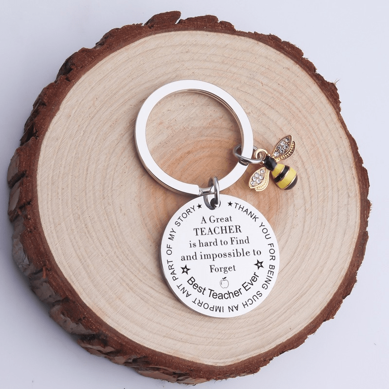 Rhinestone Bee Teacher Key Chain Great TEACHER Keyring Unisex Key Holder Jewelry