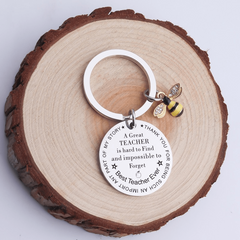 Rhinestone Bee Teacher Key Chain Great TEACHER Keyring Unisex Key Holder Jewelry