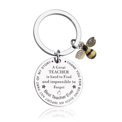 Rhinestone Bee Teacher Key Chain Great TEACHER Keyring Unisex Key Holder Jewelry