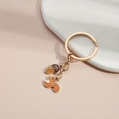 Cute Squirrel Pine Cone Keychain Animal Key Ring Bag Purse Car Key