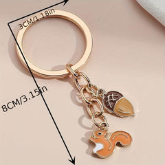 Cute Squirrel Pine Cone Keychain Animal Key Ring Bag Purse Car Key