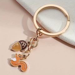 Cute Squirrel Pine Cone Keychain Animal Key Ring Bag Purse Car Key