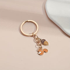 Cute Squirrel Pine Cone Keychain Animal Key Ring Bag Purse Car Key