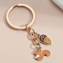 Cute Squirrel Pine Cone Keychain Animal Key Ring Bag Purse Car Key