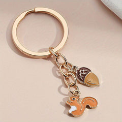 Cute Squirrel Pine Cone Keychain Animal Key Ring Bag Purse Car Key