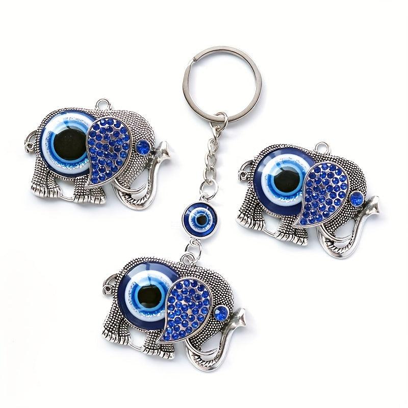 Devil's Eye Elephant Keychain Key Ring Vintage Punk Animal Key Ring