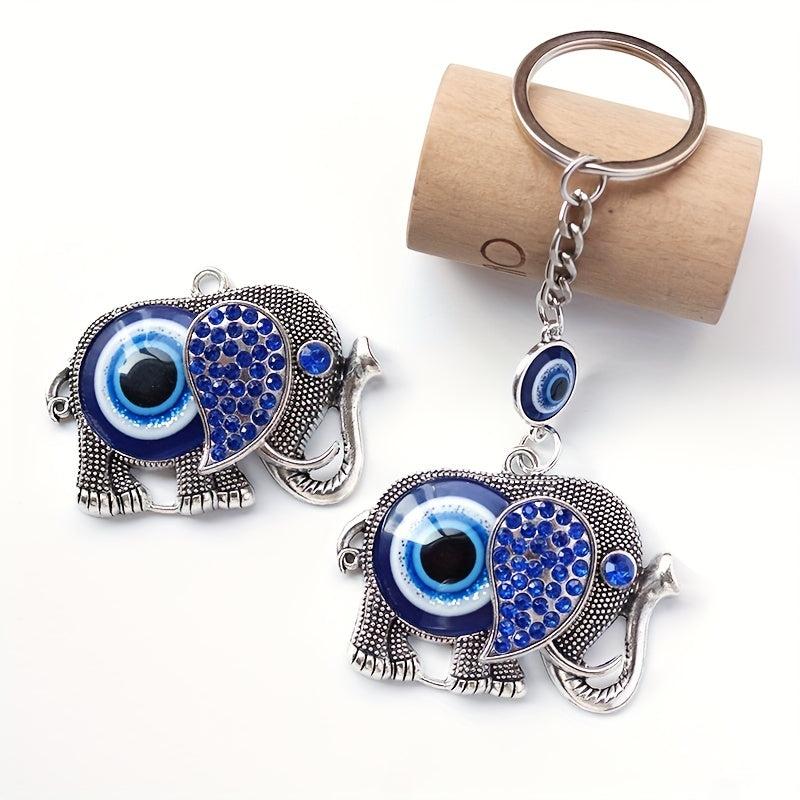 Devil's Eye Elephant Keychain Key Ring Vintage Punk Animal Key Ring