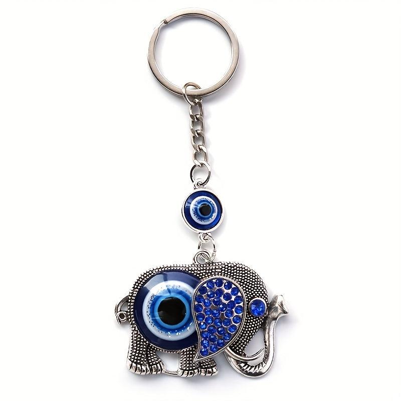 Devil's Eye Elephant Keychain Key Ring Vintage Punk Animal Key Ring